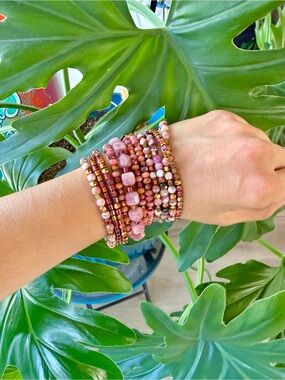 Watermelon Tourmaline & Hematite Bracelet (one)
